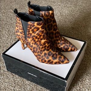 Nine West Pointed-toe Leopard Calf Hair Ankle Boot